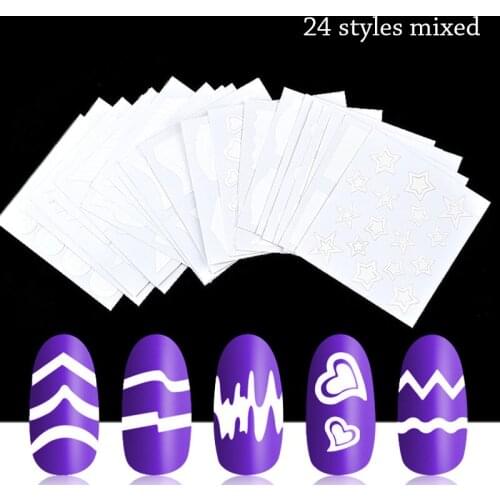 24 Styles White French Nail Sticker Manicure Strip Nail Art Form Finger Tip Guides Sticker DIY Line Tips Stickers & Decals 2019