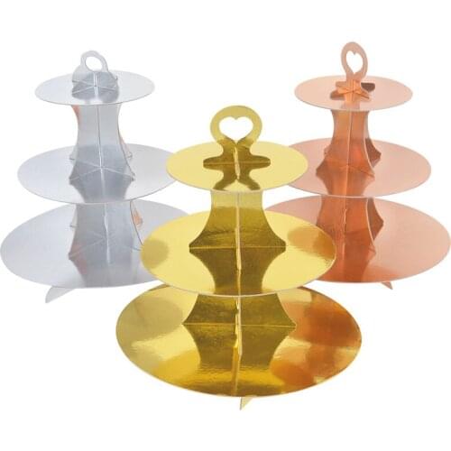 Holiday Party 3-layer Detachable Cake Stand Dessert Candy DIY Paper Craft Stand Wedding Birthday Party Cupcake Display Trays