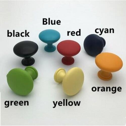 Black red blue drawer cabinet knobs pulls gerrn yellow cyan dresser door handles modern fashion seven colors children room knobs