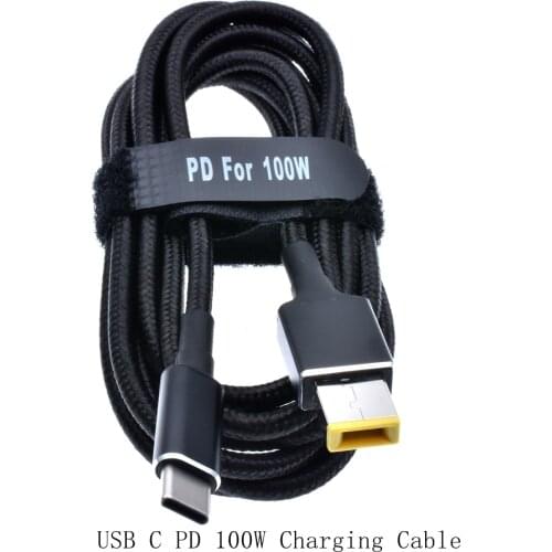 100W Type C USB C PD Fast Charging Cable Cord DC Power Adapter Converter for Lenovo Thinkpad 20V 5A Laptop Charger