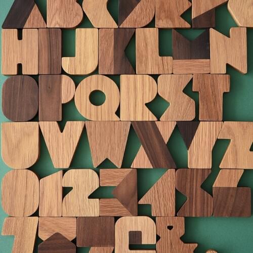 Wood Retro Letter DIY Decorative Styling Wall Affixed Walnut Oak A-y home decoration accessories wooden letters number