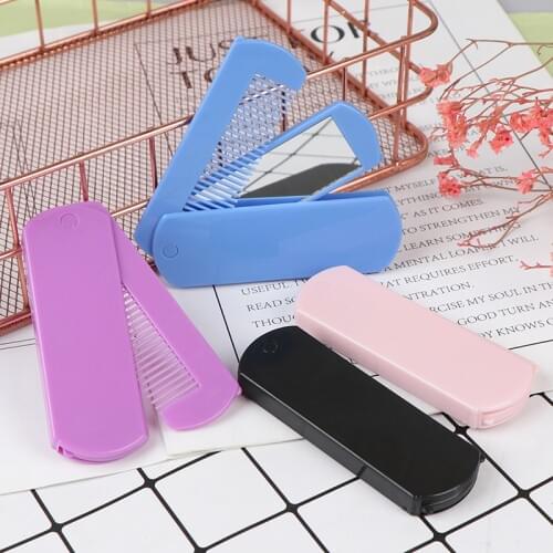 Travel Professional Folding Hair Brush Travel Hair Comb Portable Fold Hair Brush Mirror Compact Pocket Size Purse Comb