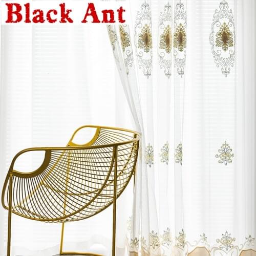 Europe Delicate Sheer Curtain For Living Room Soft Fabric Curtain For Bedroom Balcony Embroidery Voile Drape X684#40