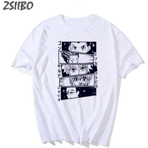 Harajuku Tops Anime Mens tshirt Hunter X Hunter Print Cool Unisex Short Sleeve T Shirt Casual Killua Zoldyck T-shirt Streetwear