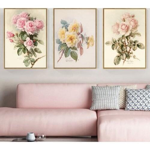 Retro Flower Canvas Painting Home Decoration Posters and Prints Wall Art Pictures for Living Room Unframed