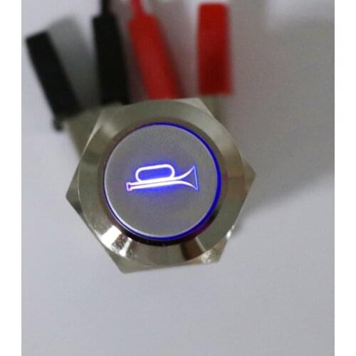 19mm LED Momentary Horn Button Metal Push Button Lighted Switch 12V T8WF