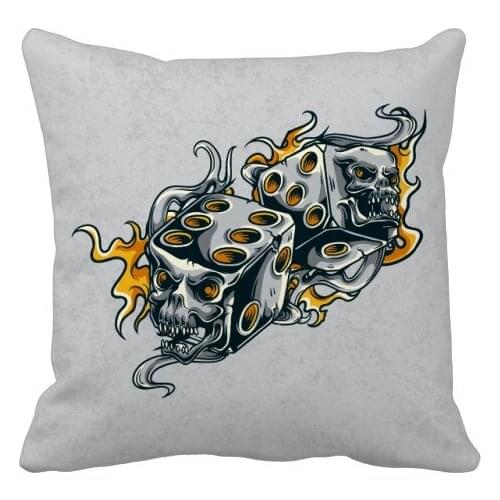 Skull Dice Cool Effects Illustration Throw Pillow Square Cover