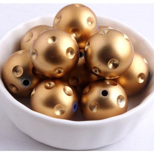 Kwoi vita Metallic Gold color Color Wholesale 100pcs/lot 20mm Resin polka Gold dot bead for chunky necklaces making
