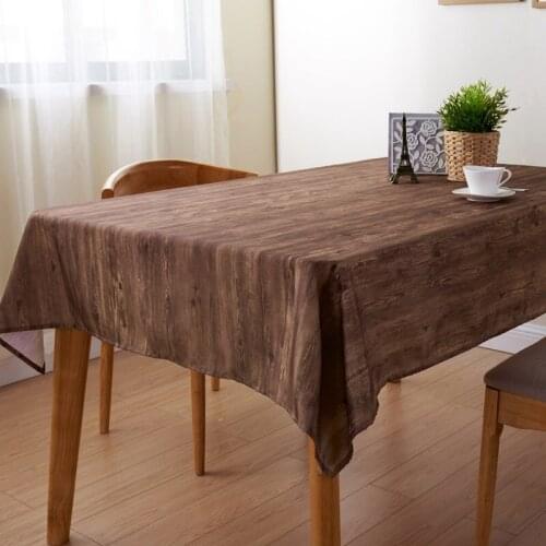 MLGB Rectangle Polyester Waterproof Oil-Proof Table Cloth Cover with Vintage Wood Pattern Printed for Dining Table Top