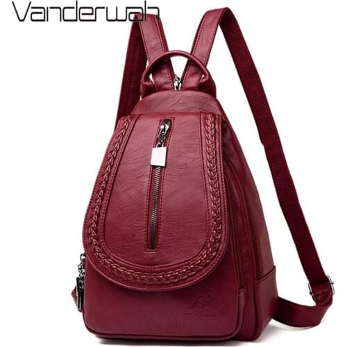 Multifunction Chest Shoulder Bag Female Backpack Luxury Back Pack Women Bagpack Woven Leather Backpack For Teenage Girls Sac