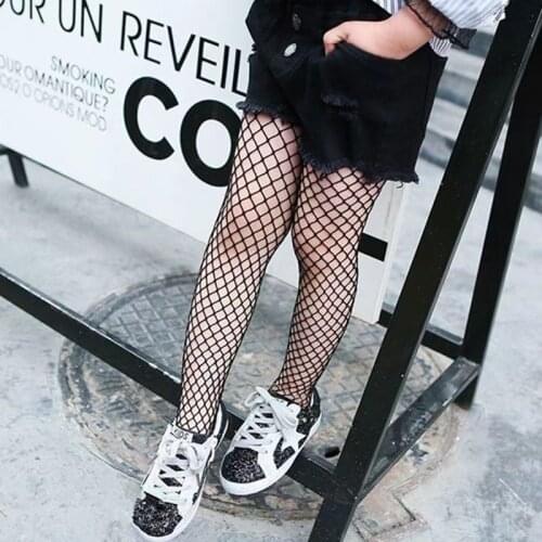 Girls Fashion Mesh Stockings Kids Fishnet Grid Black Pantyhose Tights enfants chaussettes filles kids fishnet tights