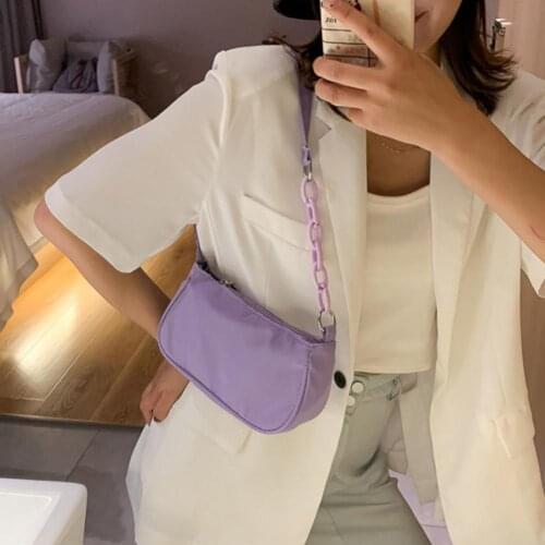 Fashion Candy Color Ladies Armpit Bag Retro Nylon Female Hobos Handbag Vintage Design Women Shoulder Bag Clutch Purse