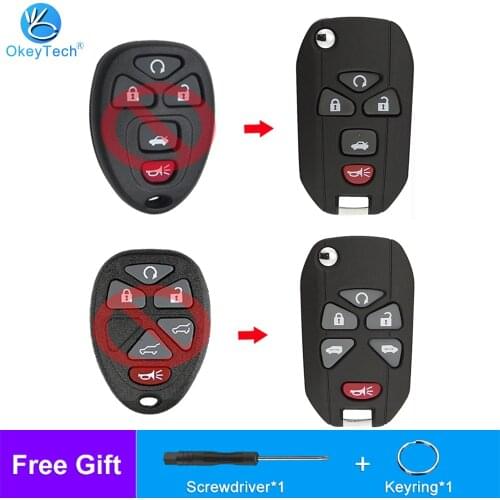 OkeyTech 5/6 Buttons For Buick G-C Chevrolet Flip Remote Key Shell Fob For Cadillac Pontiac Saturn Uncut Blade For Captiva 2011