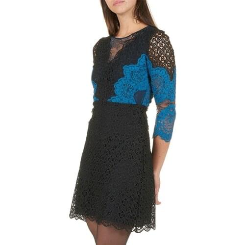 Patads French womens autumn and winter contrast Crochet Dress belladone r20352h