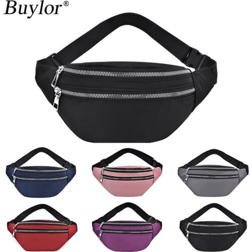 Buylor Waist Bags for Women Fashion Fanny Pack Polyester Banana Bag Waterproof Hip Bum Bag for Shopping Walking Traveling Sports