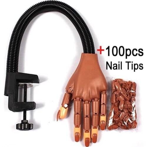 Professional Prosthetic Practice Hand Flexible Finger Manicure Set Nail Art Equipment 100pcs Nail Tips Nail Art Training