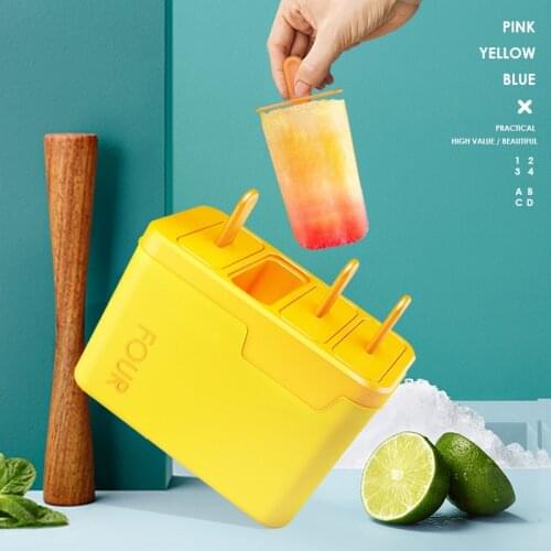 QDRR Creative popsicle mould DIY homemade four compartment ice cream box homemade ice cream box homemade ice box quick freezer