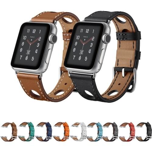 Genuine Leather strap for apple watch 4 5 band 44mm 40mm 42mm 38mm bracelet Strong and durable watchband for iwatch 5/4/3/2/1