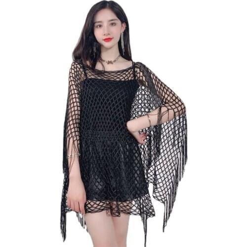 Sexy Bikini Cover Up Mesh Swimsuit Women Bathing Suit Cover Ups Summer Swimwear Beachwear Pareo Tunics Crochet Beach Dress 2021