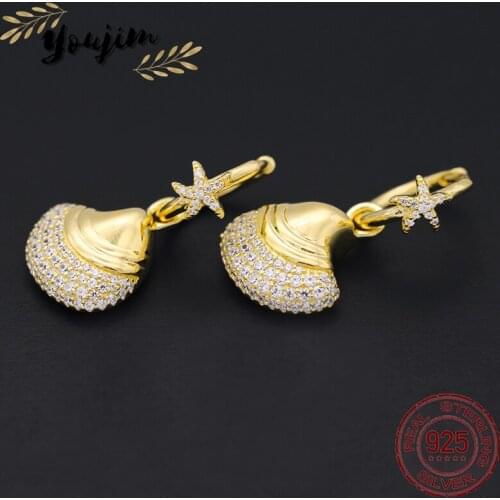 Fashion Shell Zircon Earrings Women Luxury Monaco Exquisite Jewelry Gift 925 Silver