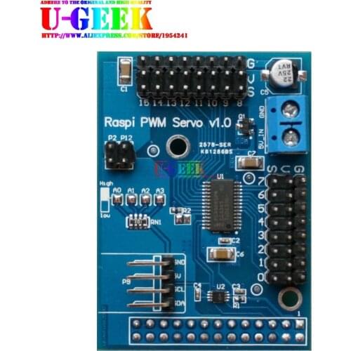 UGEEK Raspberry Pi PWM Servo Extension Board/Shield, support 16 Channel Servo, support up to 256 Servo