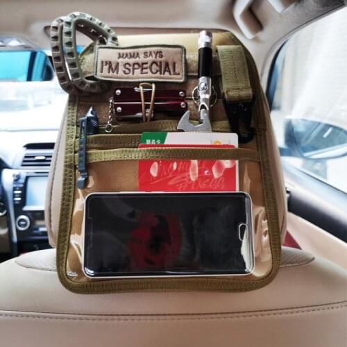 Outdoor tactical car cushion chair headrest cover molle hanging board storage bag ID card bag mobile phone recycling