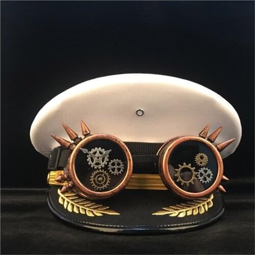 SteamPunk Military Hats Guard Hat Germany Officer Visor Cap Army Hat Cortical Police Cap Cosplay Hat Size S M L XL XXL
