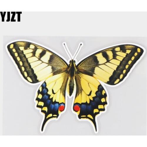 YJZT 16.5×10.9CM Yellow Swallowtail Butterfly Animal Window Glass Decoration Decals Funny Car Stickers 21A-0090
