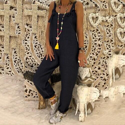 Women’s Summer Jumpsuit Sexy Backless Fashion Suspenders Casual Loose Black Suspenders Plus Size 5XL Vest Ladies Jumpsuit 2021