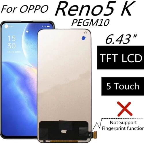 6.43" TFT LCD For OPPO Reno5 K Reno5K PEGM10 LCD Display Touch Screen Assembly Replacement Accessory