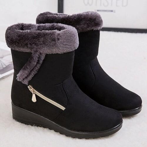 Winter Women Boots Warm Plush Ankle Snow Boots Women Shoes Fashion Zipper Womens Winter Boots Plus Size