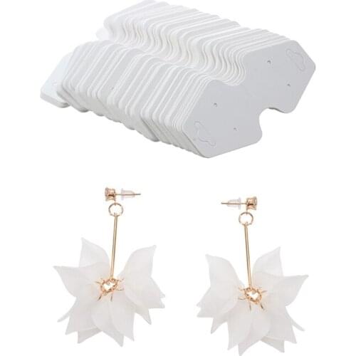 200 Pcs White Earring Bracelet Necklace Display Hanger & 1 Pair Women Flower Drop Long Dangle Earrings Jewelry(White)