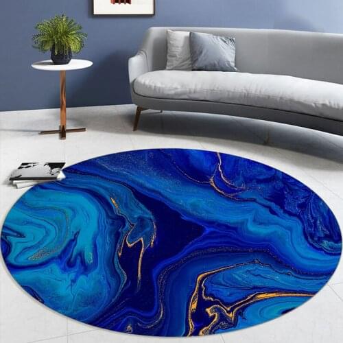 3D Round Rug Blue Purple Gold Abstract Mats For Home Living Room Bedroom Bathroom Romantic Anti-slip Floor Rugs And Carpets