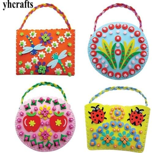 4PCS/LOT New DIY foam bag craft kits Handy gifts bag Kindergarten crafts Early educational toys Right brain development gift bag