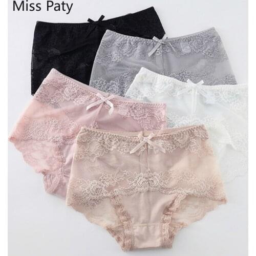 5pcs/lot M L XL XXL XXXL womens sexy hollow lace transparent briefs seamless pants cotton seamless large size panties plus size