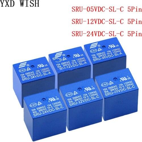 5PCS Relay SRU-05VDC-SL-C SRU-12VDC-SL-C SRU-24VDC-SL-C 05 12 24 V Relays 5PIN SRU-05V 12V 24V DC-SL-A 4Pin Relay