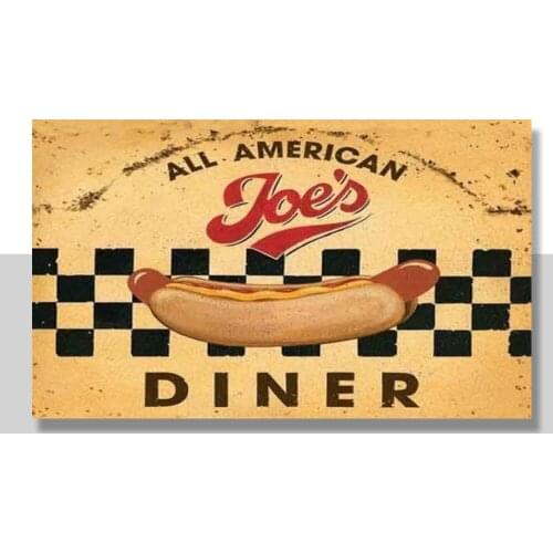 Joes Diner 50s American Hotdog Retro Vintage Food Gift, Small Metal Tin Sign