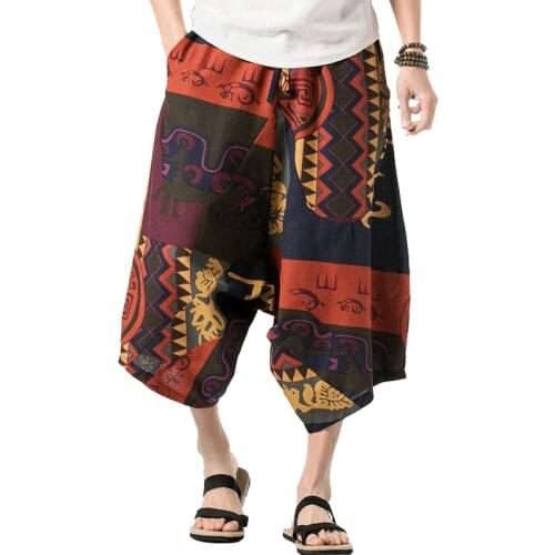 Dropshipping harem mens pants summer sweatpants streetwear joggers men hip hop cotton calf-length wide leg women trousers