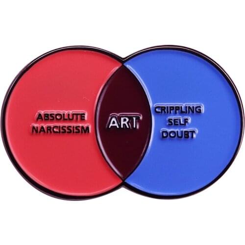 Absolute narcissism art crippling self doubt lapel pin popular venn diagram reimagined inspired jewelry