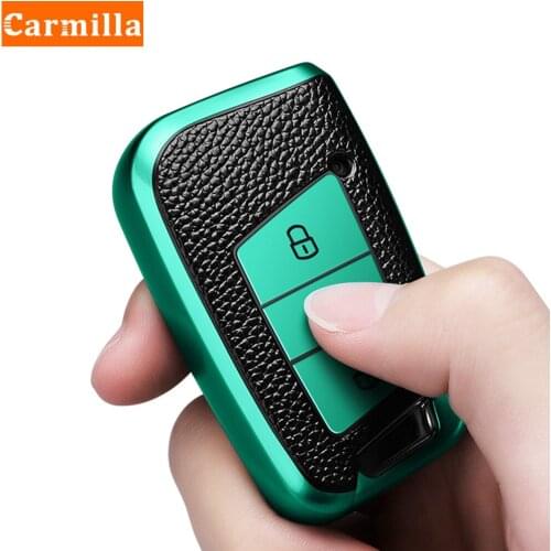Carmilla TPU Leather Key Cover for Volkswagen VW Passat B8 for Skoda Superb Kodiaq A7 Smart Keychain Remote Fob Protector Case