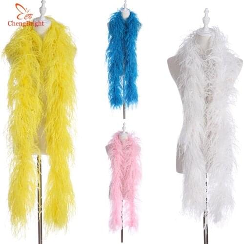 ChengBright Fluffy Natural White Ostrich Feather Boa Costumes/Trim For Party/Costume/Shawl/Craft Ostrich Feather Wedding Diy