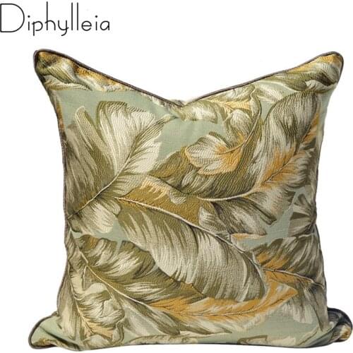 Diphylleia Coconut Palm Cushion Cover Plant Floral Double Face Jacquard Pillow Case American Style Home Decoration For Bedding