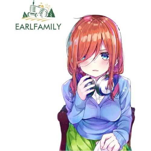 EARLFAMILY 13cm x 7.5cm For Miku Nakano Car Stickers Funny Decal Anime Car Assessoires Vinyl Material Waterproof Truck Decals