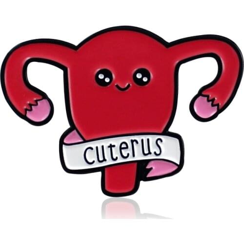 Feminism hurray! "Cuterus"Uterus Shape Enamel Pins Pink Red Brooches feminism icons Pin Badge Button for Doctor Nurse Gift Pins