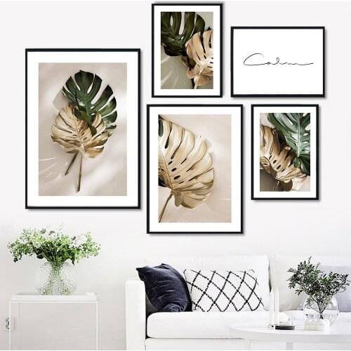 Modern Style Green Yellow Leaves Canvas Painting Wall Art Nordic Posters and Prints Wall Pictures for Living Room Decoration