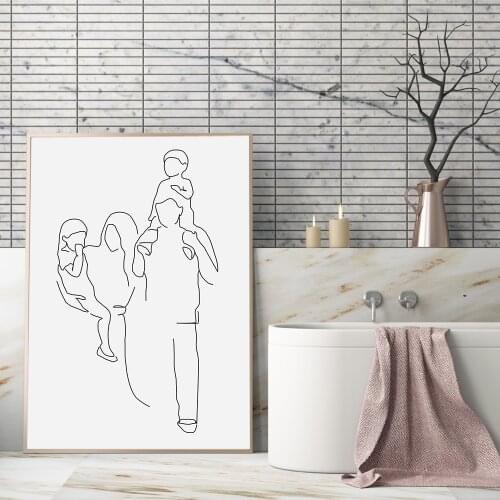 Love Hand Family Art Line Drawing Posters Abstract Kiss Minimalist Wall Art Canvas Print Painting Modern Decorative Pictures