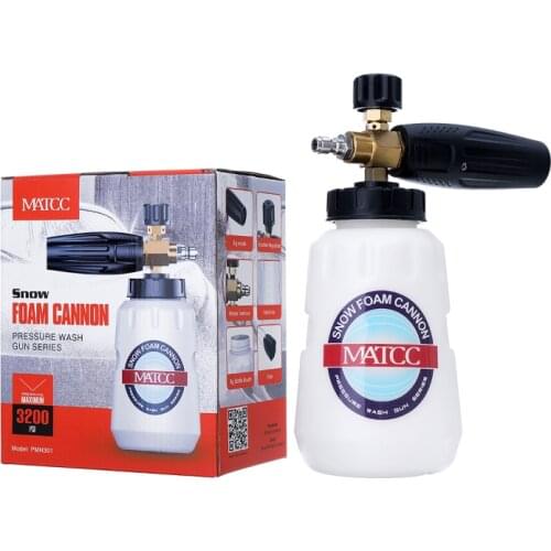 MATCC 220Bar Snow Foam Gun 1/4" Quick Release Car Washer 1L Bottle High Pressure Water Foam Washing Pump Soap Lance Spray Jet