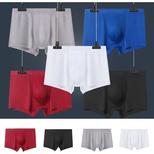 Men Seamless Ice Silk Boxer Shorts Ultra Thin Sheer Breathable Comfortable Panties Summer Underwear Underpants Fashion Plus Size