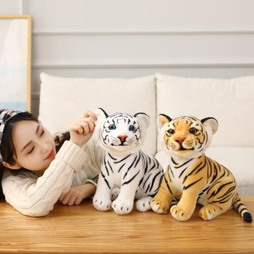 Tiger Stuffed Animal Simulation Cute Lifelike Tiger Fluffy Tiger Plush Toy Real-life Wild Animals Kids Toy Gift for Boy Girl