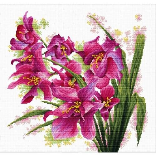 Lovely Orchid Thread Cross Stitch Patterns Flowers Embroidery Kits 11CT Cotton Painting DIY Art Needlework Sets Decor Home